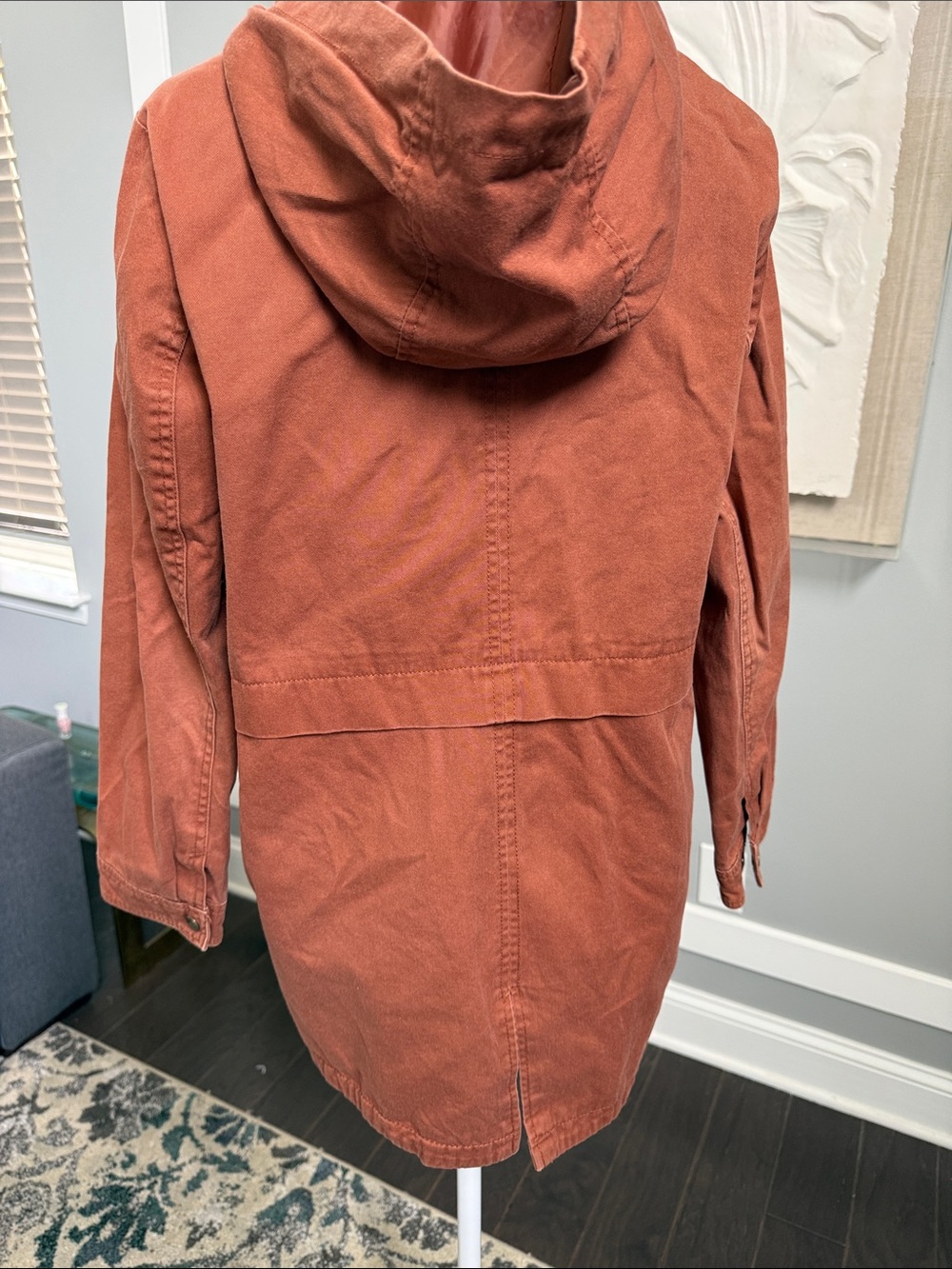 Forever 21 Rust Orange Hooded Utility Anorak Jacket Medium - Picture 7 of 13